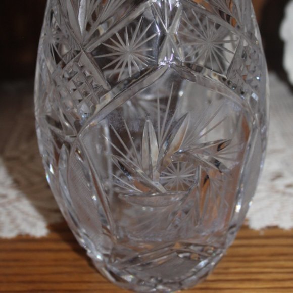 vintage sawtooth pinwheel crystal vase - Picture 2 of 2
